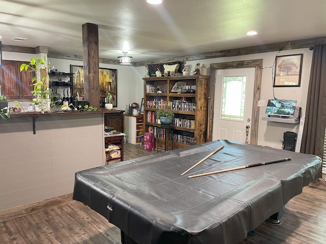 game room featuring wood-type flooring and pool table