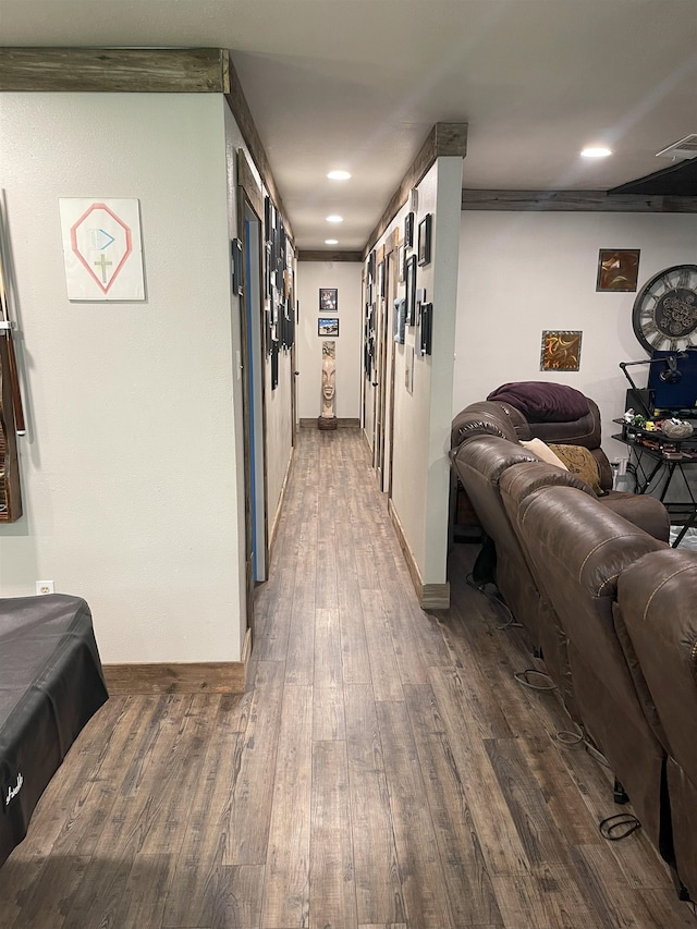 corridor featuring dark hardwood / wood-style floors