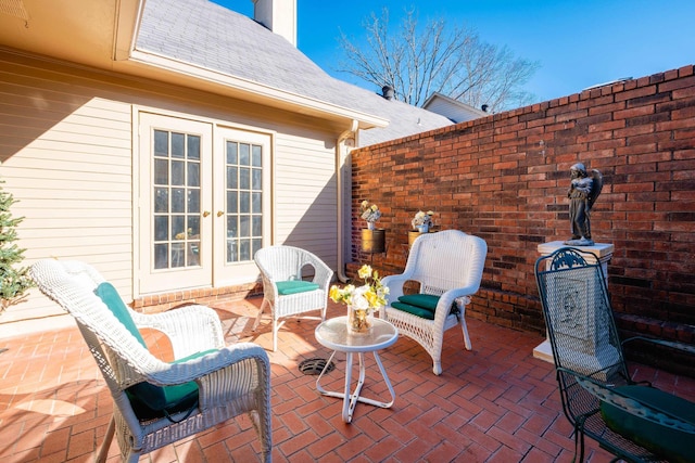 view of patio / terrace featuring french doors