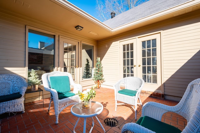 view of patio / terrace featuring french doors