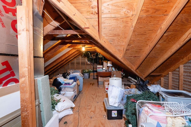 view of unfinished attic