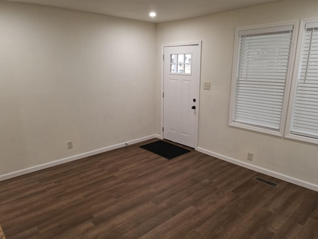 entrance foyer featuring dark hardwood / wood-style floors