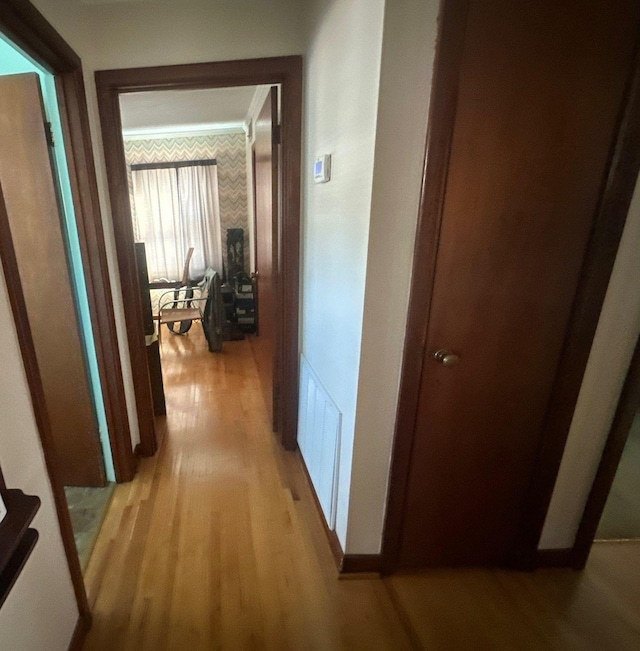 hallway featuring light wood-type flooring