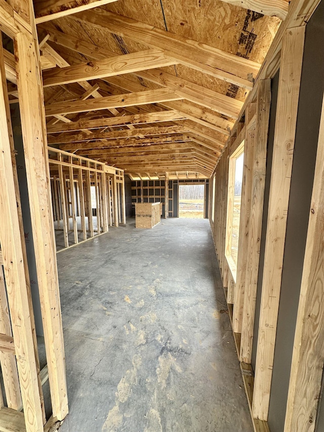 misc room with lofted ceiling