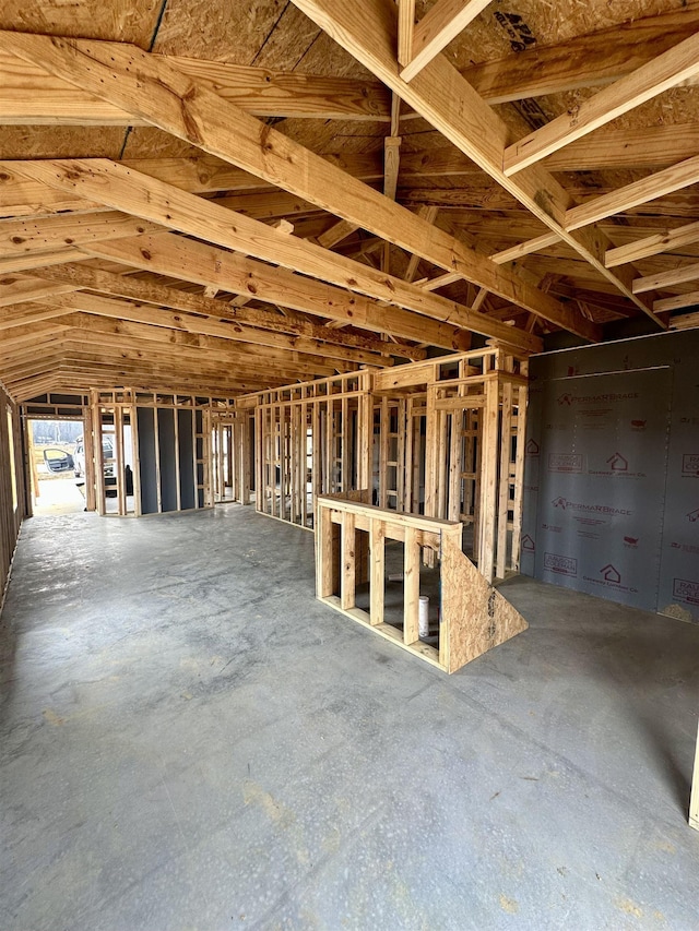 misc room featuring lofted ceiling