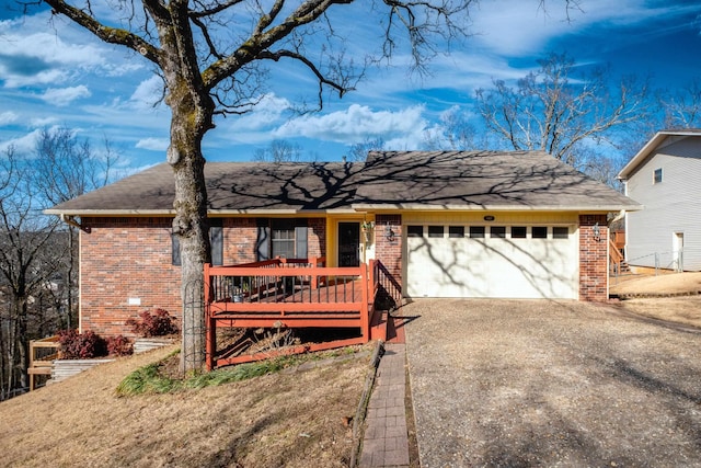 single story home with a garage