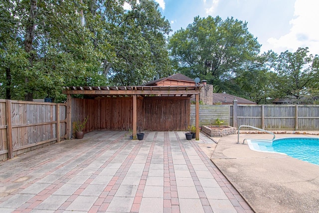 view of swimming pool with a patio area