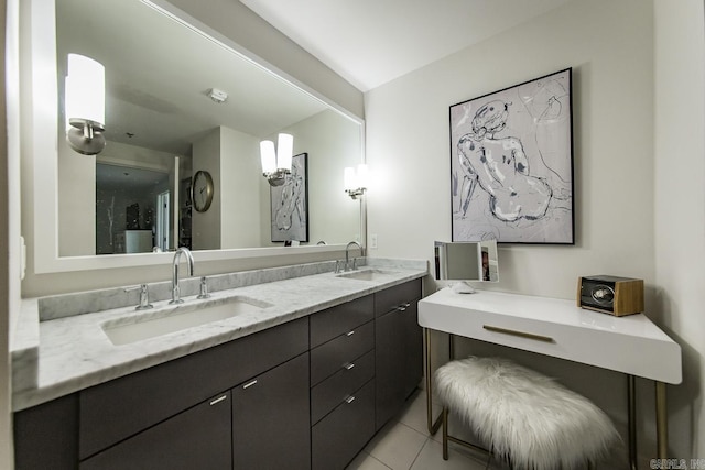 bathroom featuring vanity and tile patterned flooring