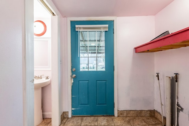 doorway with sink