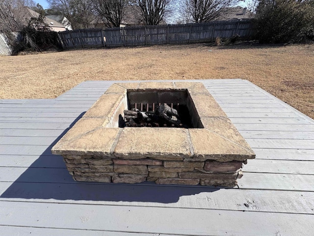 exterior space with a fire pit