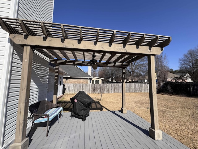 wooden terrace featuring a pergola