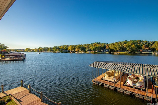 view of dock featuring a water view