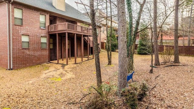 view of yard with a deck