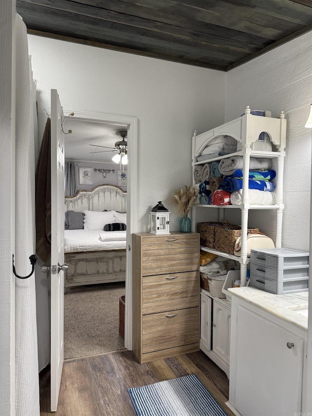 bedroom featuring dark hardwood / wood-style floors