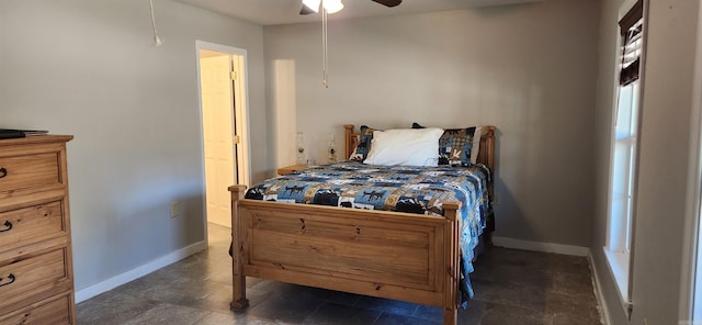 bedroom featuring ceiling fan