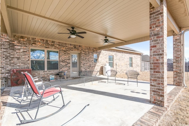 view of patio / terrace featuring ceiling fan