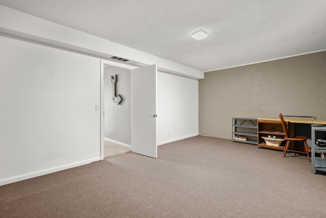 basement featuring carpet floors