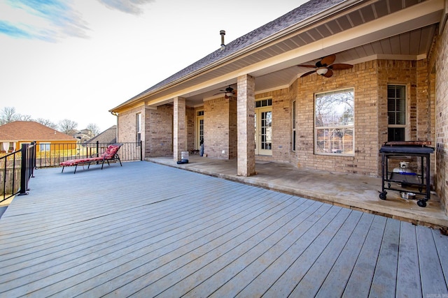 deck featuring ceiling fan