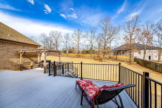 deck featuring a pergola