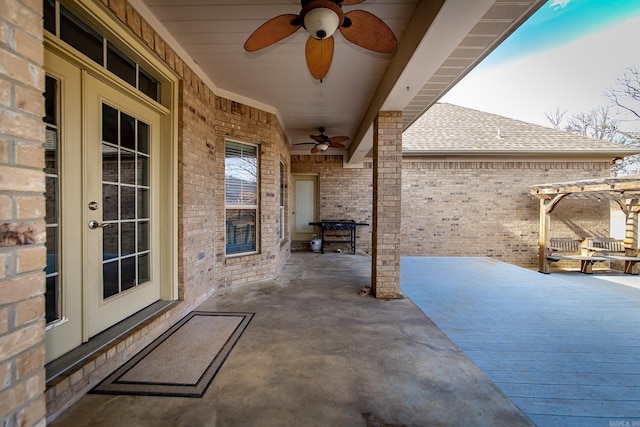 view of patio / terrace featuring ceiling fan