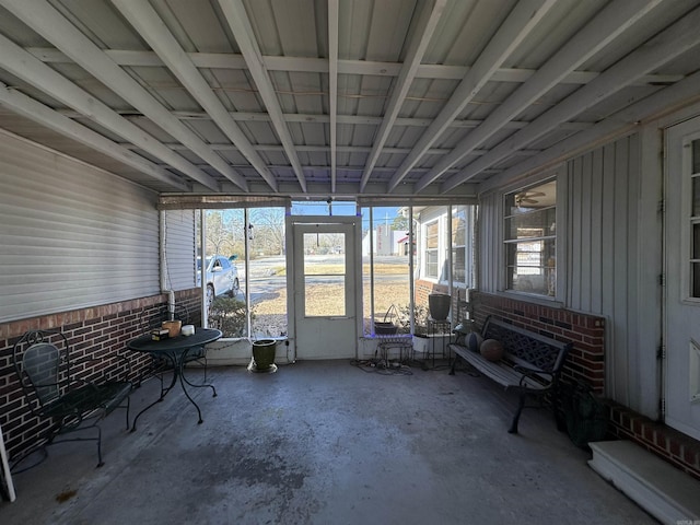 view of unfurnished sunroom