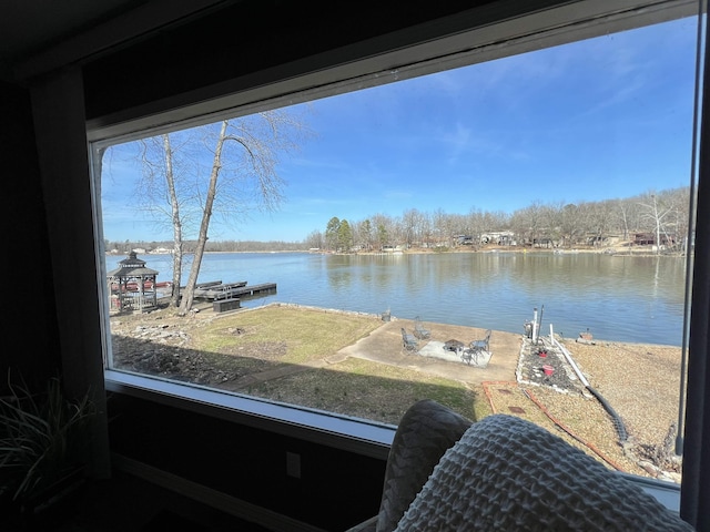 water view with a boat dock