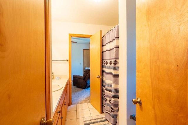 bathroom featuring vanity and tile patterned flooring