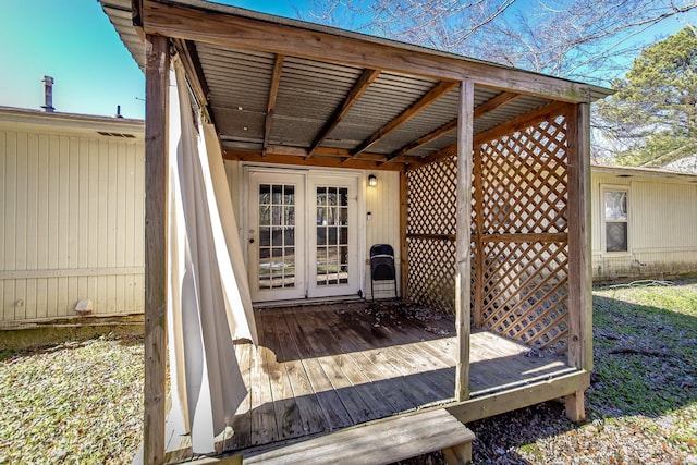 deck featuring french doors