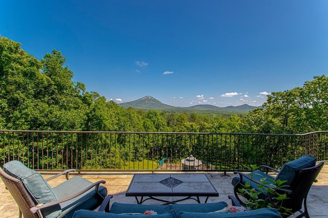 view of patio featuring a mountain view