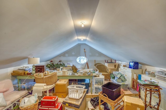 interior space featuring vaulted ceiling