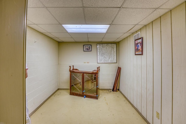 basement with a drop ceiling