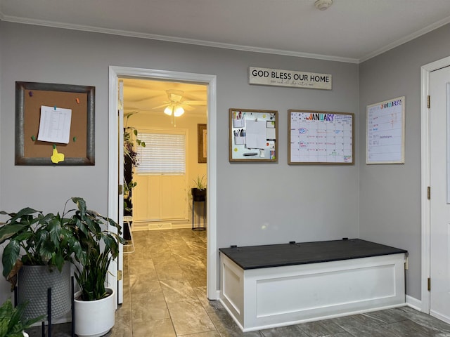 hallway with crown molding