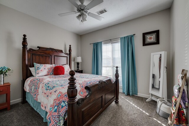 bedroom featuring carpet and ceiling fan