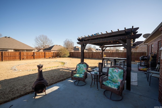 view of patio / terrace featuring a pergola