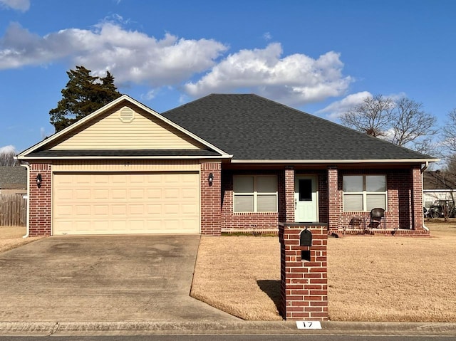 single story home with a garage