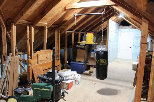 view of unfinished attic