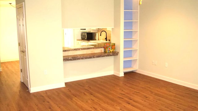 interior space featuring sink and dark hardwood / wood-style floors