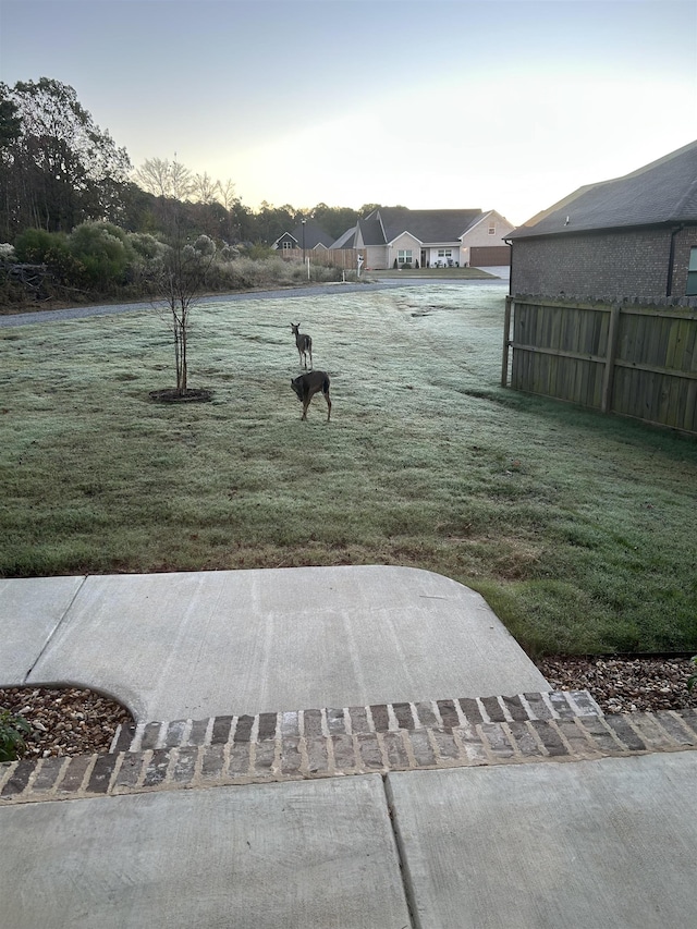 view of yard at dusk