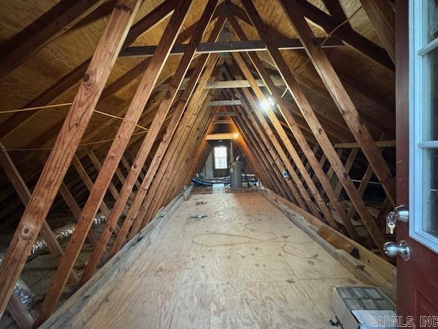 view of unfinished attic