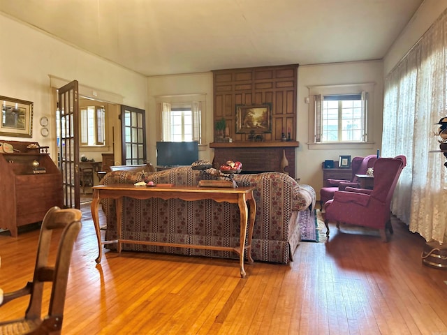 living room with hardwood / wood-style flooring and plenty of natural light