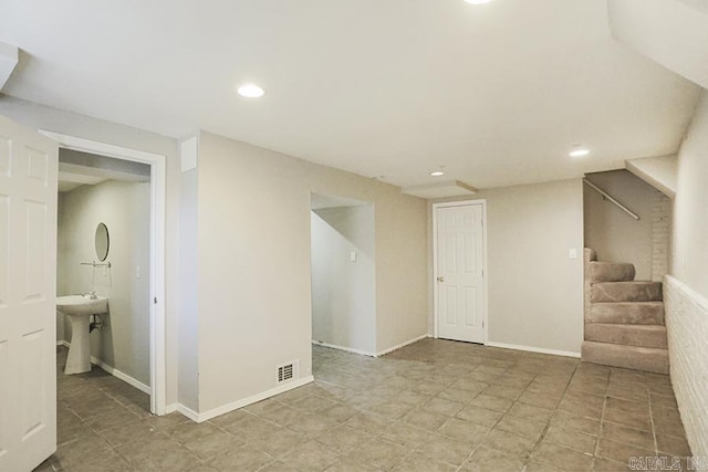 basement featuring sink