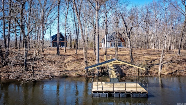 view of dock featuring a water view