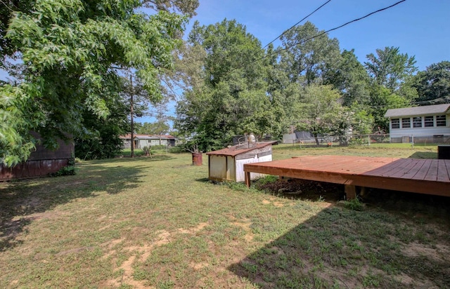 view of yard with a deck