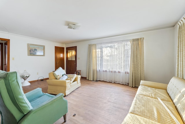 living room with light wood-type flooring