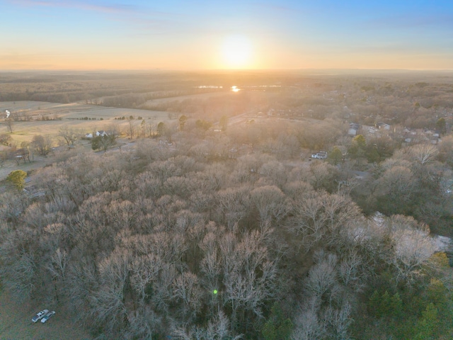 aerial view at dusk featuring a rural view