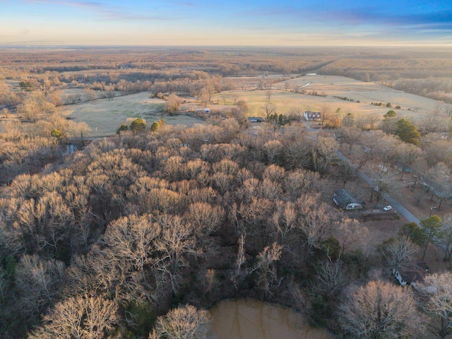 aerial view at dusk with a rural view