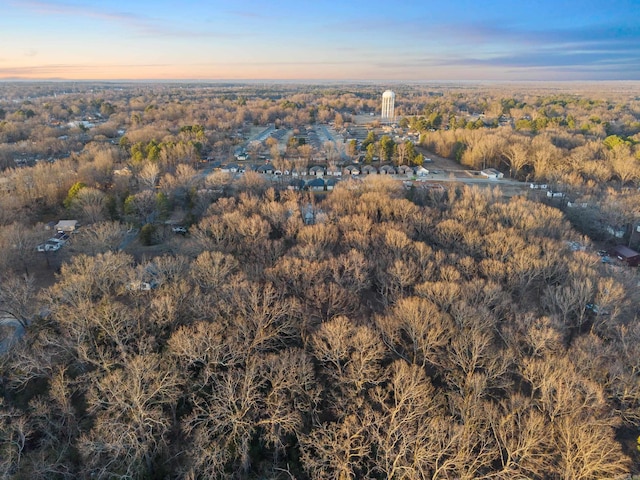 view of aerial view at dusk