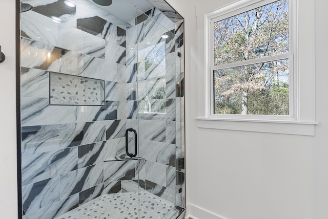 bathroom featuring walk in shower