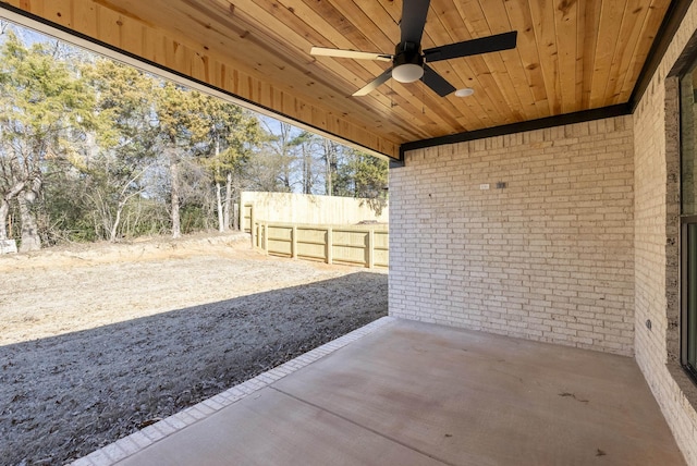 view of patio featuring ceiling fan