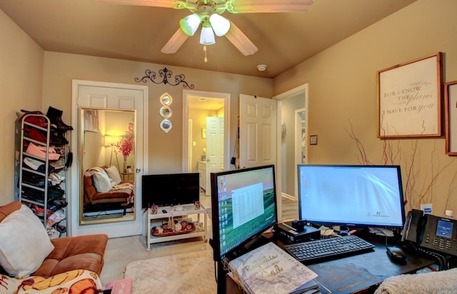 office area featuring ceiling fan